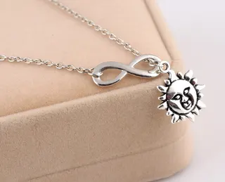 Infinity 8 & Hamsa Hand Openwork Pendant Necklace, Silver Alloy Protective Charm Clavicle Chain, Adjustable 48+5cm, Vintage Minimalist Jewelry for Women