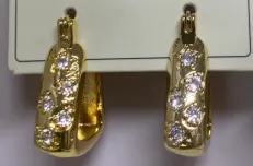 Luxury French Vintage Earrings - 18K Gold Plated Alloy with Micro-Paved Cubic Zirconia, Elegant Dangle Hoop Earrings for Commute & Party