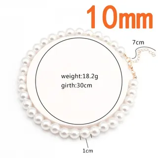 8mm Faux Pearl Choker Necklace, French Vintage Short Collar Chain, Elegant Alloy Electroplated Pearl Necklace for Women, 30+7cm Adjustable
