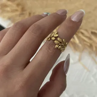 Vintage Stainless Steel Ring Set of 6 - Gold Sun Flower Leaf Geometric Wide Band 1.8cm, Tarnish Free Hypoallergenic, Boho Stacking Rings for Women