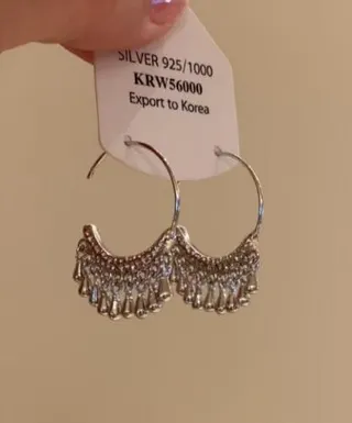 Bohemian Vintage Tassel Hoop Earrings for Women, Silver Alloy Rhinestone Dangle Earrings, Retro Shiny Drop Earrings for Daily Party Travel