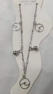 Stainless Steel Anklet for Women, Vintage Hollow Circle Charm Ankle Bracelet, Hypoallergenic Silver Beach Foot Chain