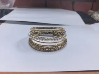 Luxury Layered Bracelet Set for Women - 18K Gold Plated Alloy Stackable Bangle with Pearl Beads, Openwork Filigree & Hammered Texture, French Vintage Open Cuff Jewelry Gift