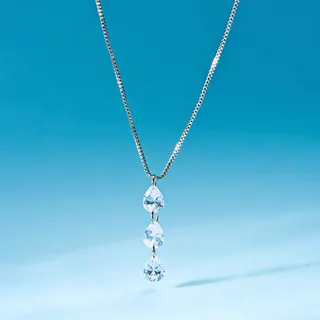 Elegant Teardrop Crystal Drop Necklace, 3-Stone Dangle Pendant Chain, Silver Plated Alloy with Rhinestones, 46+5cm Adjustable Long Collarbone Necklace for Women