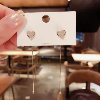 Geometric Square Crystal Drop Earrings with 925 Silver Post, Long Single Tassel Dangle Earrings, 18K Gold Plated Alloy Micro-Pavé Studs, Elegant Face-Slimming Jewelry for Women