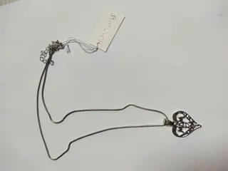 French Vintage Hollow Heart Necklace, Alloy Silver Plated with Zircon, Adjustable 40+5cm Clavicle Chain for Women, Gift Ready