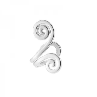 Geometric Spiral Ear Cuff - No Piercing Needed, Silver Mirror-Polished Alloy Asymmetric Scroll Ear Clip, Minimalist Statement Earring