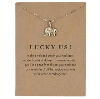 Alloy Elephant Pendant Necklace Gold Plated 48+5cm