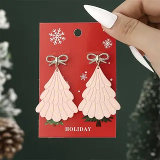 Christmas Earrings Women Pearl Rhinestone Santa Dangle Earrings Alloy Christmas Tree Reindeer HO HO HO Holiday Jewelry Gift Set