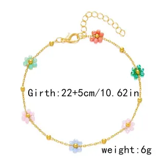 Flower Necklace for Women, Macaron Color Enamel Beaded Chain, 18K Gold Plated Copper, Adjustable 40+5cm, Lightweight 6g Sweet Delicate Collarbone Chain