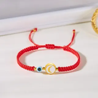 Red String Bracelet with Evil Eye & Star Charm, Adjustable Woven Cord Handmade Beaded Bracelet for Women, Lucky Protection Gift