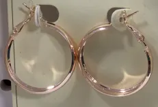 Rose Gold Hoop Earrings for Women - Large Mirror Polished Alloy Circle Earrings, Hypoallergenic Tarnish Resistant, Minimalist French Vintage Everyday Jewelry
