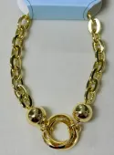 Vintage Gold Plated Chain Bracelet with Round Bead Charm, Elegant Minimalist Women's Jewelry, Tarnish Resistant, 1 Piece