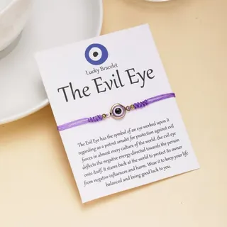 Evil Eye Lucky Bracelet - Handwoven Yellow Cord with Resin Evil Eye Charm, Adjustable 16-20cm, Boho Protection Amulet Gift for Women