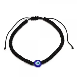Evil Eye Red Braided Bracelet, Acrylic Blue Eye Charm, Adjustable 16-20cm Lucky Protection Hand Rope