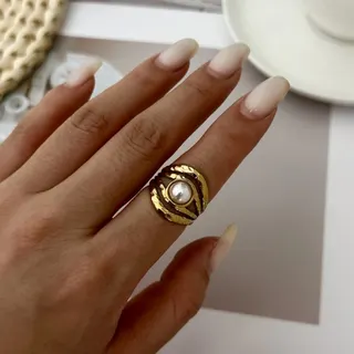 Stainless Steel Gold Tone Wrap Ring for Women - Vintage Sculptural Crossed Open Band, Hypoallergenic Tarnish-Free, Lightweight 4g Stacking Ring