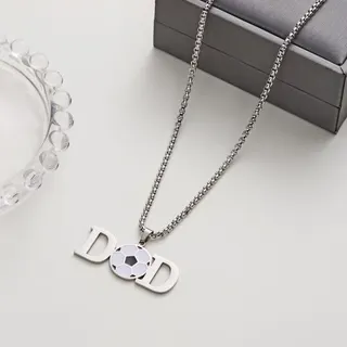 Basketball SON Letter Necklace for Men, Stainless Steel Sporty Pendant Chain 60cm, Father's Day Gift, Hypoallergenic Tarnish-Free Jewelry