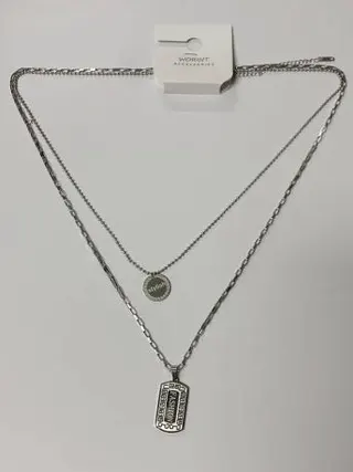 Double Layer Chain Necklace, Gunmetal Alloy ID Tag Pendant, Street Hip-Hop Style Unisex Long Necklace, Tarnish Resistant