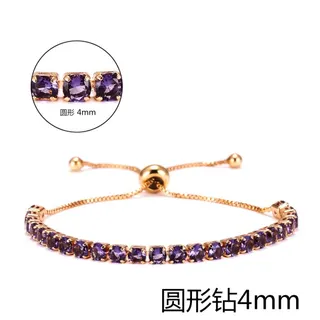 Luxury Single-Row Micro-Pavé Zircon Bracelet for Women, 4mm Blue Zircon, 18K Gold Plated Copper, Adjustable 26cm, Tarnish-Resistant Delicate Chain, Bridesmaid Gift
