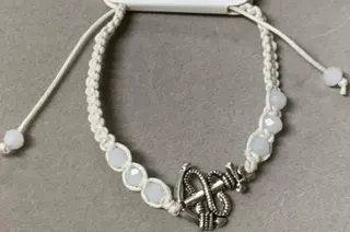 Vintage Snake Cross Charm Bracelet - White Beaded Braided Adjustable Handmade Boho Jewelry for Women