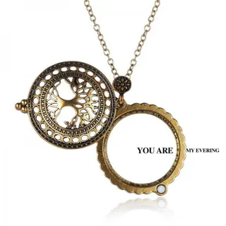 Vintage Tree of Life Round Locket Necklace, 18K Gold Plated Alloy, Openable Photo Frame Pendant, Bohemian Hollow-Out Clavicle Chain for Women, Gift