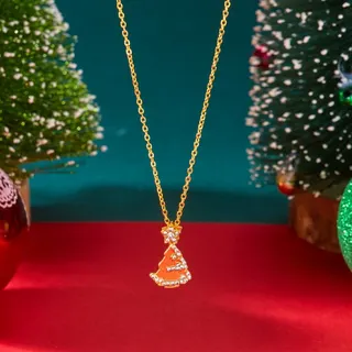 Gold Christmas Tree Star Necklace, 18K Gold Plated Alloy with Micro-Pavé Zircon Pendant, 40+5cm Adjustable Chain, Festive Elegant Clavicle Chain for Women