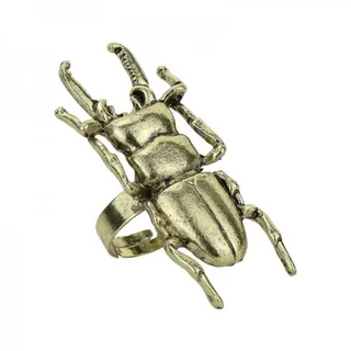 Vintage Beetle Ring - Antique Copper Open Adjustable Insect Statement Ring, Gothic Punk Adjustable Finger Ring for Men Women