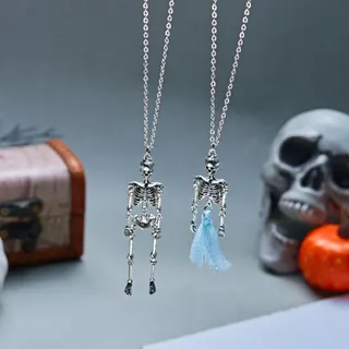 Halloween Skeleton Earrings for Women, Gothic Long Dangle Alloy Earrings with Tutu Skirt, 9cm Statement Party Cosplay Jewelry, Couple Gift