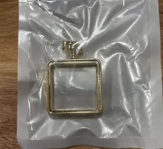 Gold Alloy Square Pendant Frame with Spring Clasp - Mirror Polished Jewelry Making Component for DIY Necklaces & Bracelets