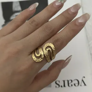 Minimalist Geometric Crescent Ring - 18K Gold Plated Stainless Steel, Adjustable Open-Work Half-Moon Band, Hypoallergenic & Tarnish-Free, Stackable Delicate Finger Ring for Women (1.8cm, Gold)