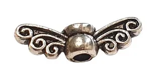 Vintage Wing Charm Alloy Silver Gothic Baroque Scroll Bead Connector Hole DIY Jewelry Making Component 1pc
