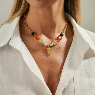 Vintage Heart Amethyst Bead Necklace - 18K Gold Plated Stainless Steel with Baroque Pearl & Purple Crystal, Adjustable 40+5cm Boho Clavicle Chain for Women