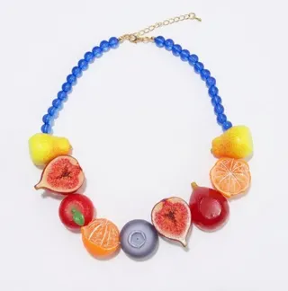 Fruit Necklace Women Resin Fig Orange 3D Beaded Boho Summer Necklace 40+5cm Colorful Statement Jewelry Gift