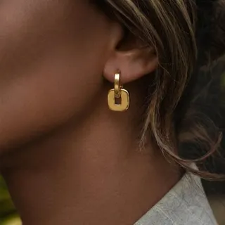 Gold Molten Lava Folded Earrings - Stainless Steel 18K Gold Plated, Irregular Liquid Metal Sculptural Hoop Earrings, Hypoallergenic Tarnish-Free, 4.5x3.5cm