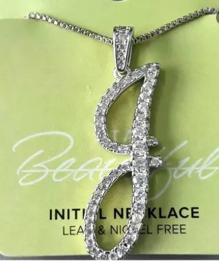 White Gold Initial J Letter Necklace, Rhinestone Paved Pendant, Lead & Nickel Free Hypoallergenic, Luxury Gift for Women