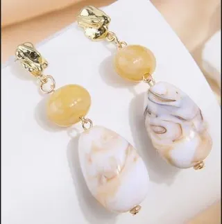 Wine Red Resin Drop Earrings for Women, Jelly Irregular Teardrop Dangle Earrings, Elegant Commute Fashion Earrings 6.3cm, 18K Gold Plated Butterfly Back