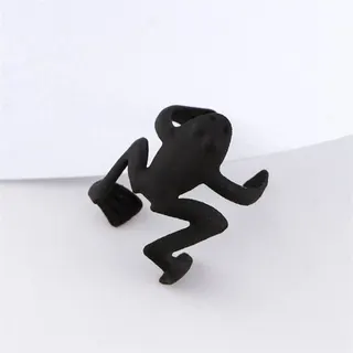 Black Frog Ear Cuff Earrings No Piercing Needed Matte Copper Funny Animal Clip-on Earrings for Women