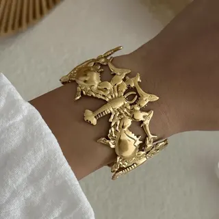 Ocean Series Stainless Steel Bangle Gold Plated 18K Crab Lobster Shell 3D Open Cuff Bracelet Luxury Statement Jewelry 6cm