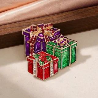Christmas Tree Brooch, 18K Gold Plated Alloy with Multicolor Rhinestones, Festive Lapel Pin for Coat & Sweater, Holiday Gift Jewelry