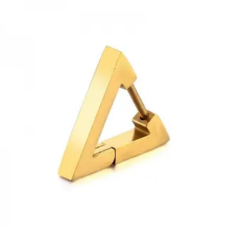 Minimalist Geometric Triangle Earrings, 18K Gold Plated Stainless Steel, Hypoallergenic Mirror Polished Hoop Studs, 1.4cm Gold Fashion Jewelry for Women