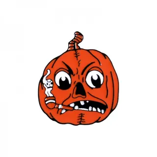Halloween Pumpkin Pin Badge - Funny Smoking Jack-O-Lantern Enamel Brooch, Alloy Drip-Oil Cartoon Costume Accessory for Party & Cosplay (2.5cm)