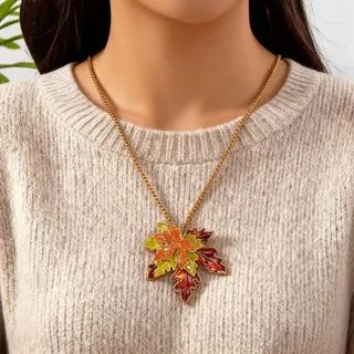 Vintage Maple Leaf Drop Earrings - Enamel Resin Autumn Color, Gold-Plated Alloy Hook, Statement Fall Jewelry for Women