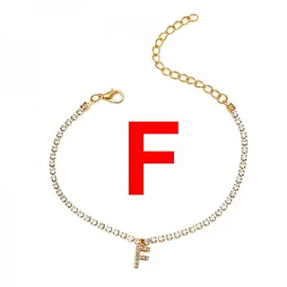 Letter F Ankle Bracelet for Women, Gold Tone Cubic Zirconia Chain Anklet with Adjustable Extension Chain, Personalized Initial Foot Chain Jewelry Gift