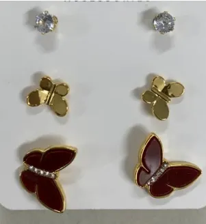 Vintage Butterfly Earrings Enamel Rhinestone Gold-Plated Alloy Statement Earrings French Retro Court Style Women Jewelry