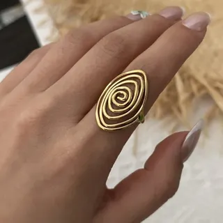 5pcs Gold Statement Spiral Ring Set, Stainless Steel 18K Gold Plated, Boho Openwork Coil Finger Rings for Women, Hypoallergenic Fashion Jewelry