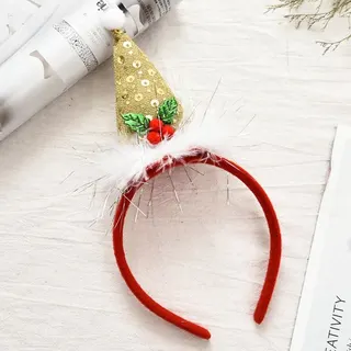 Christmas Headband Santa Claus Felt Hair Accessory Red Holiday Party Photo Prop Headband for Women Kids