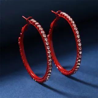 Gold Hoop Earrings with Cubic Zirconia - 18K Gold Plated Copper Full-Paved Crystal Circle Hoops, 4.5cm Hypoallergenic Statement Earrings for Women