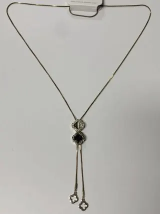 Luxury Vintage Necklace for Women - Alloy Rhinestone Double Circle Pendant with Clover Tassel Drop Chain, Tapering Collarbone Long Necklace, Gift for Her