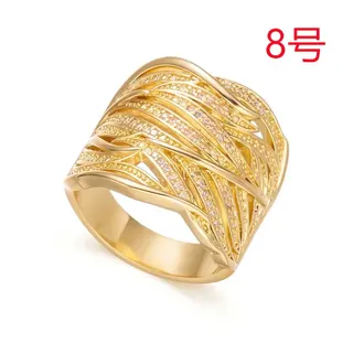Gold Wide Geometric Openwork Ring with Cubic Zirconia Inlay, 18K Gold Plated Copper, Size 10, Elegant Statement Finger Ring for Women
