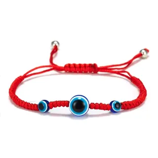 Red String Bracelet Evil Eye Blue Glass Beads Hamsa Hand Charm Adjustable Woven Bracelet for Women, Lucky Protection Gift